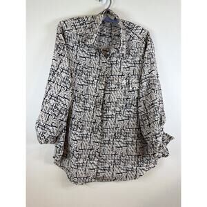 Vintage Partners By Mervyns Abstract Print Button Front Blouse